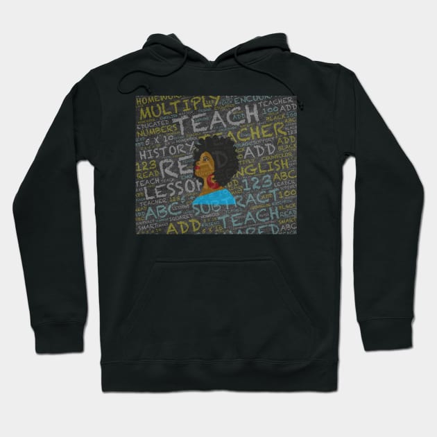 African American Teacher Afro Hoodie by blackartmattersshop